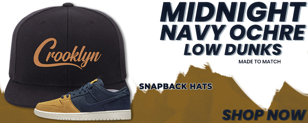 Midnight Navy Ochre Low Dunks Snapback Hats to match Sneakers | Hats to match Midnight Navy Ochre Low Dunks Shoes