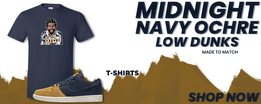 Midnight Navy Ochre Low Dunks T Shirts to match Sneakers | Tees to match Midnight Navy Ochre Low Dunks Shoes