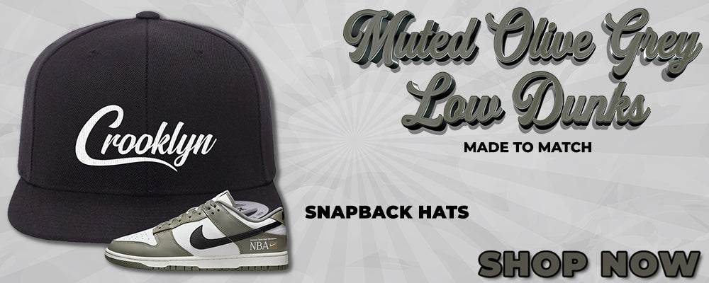 Muted Olive Grey Low Dunks Snapback Hats to match Sneakers | Hats to match Muted Olive Grey Low Dunks Shoes