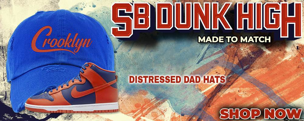 Orange Deep Royal High Dunks Distressed Dad Hats to match Sneakers | Hats to match Orange Deep Royal High Dunks Shoes