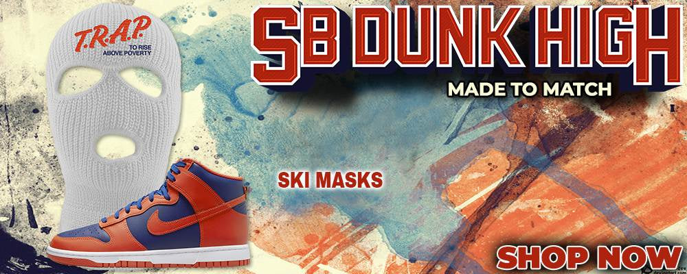 Orange Deep Royal High Dunks Ski Masks to match Sneakers | Winter Masks to match Orange Deep Royal High Dunks Shoes
