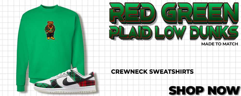 Red Green Plaid Low Dunks Crewneck Sweatshirts to match Sneakers | Crewnecks to match Red Green Plaid Low Dunks Shoes