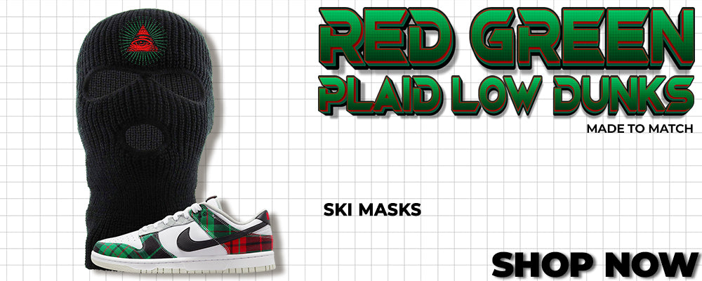 Red Green Plaid Low Dunks Ski Masks to match Sneakers | Winter Masks to match Red Green Plaid Low Dunks Shoes