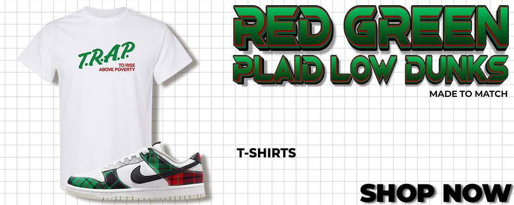 Red Green Plaid Low Dunks T Shirts to match Sneakers | Tees to match Red Green Plaid Low Dunks Shoes