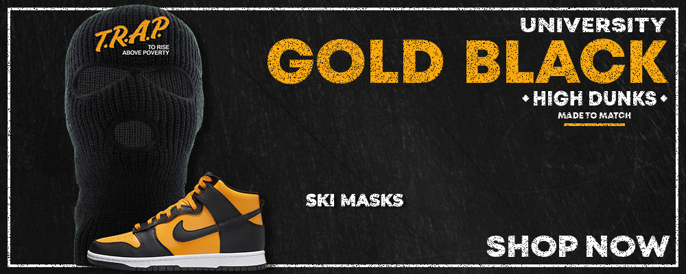 University Gold Black High Dunks Ski Masks to match Sneakers | Winter Masks to match University Gold Black High Dunks Shoes