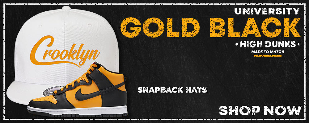 University Gold Black High Dunks Snapback Hats to match Sneakers | Hats to match University Gold Black High Dunks Shoes