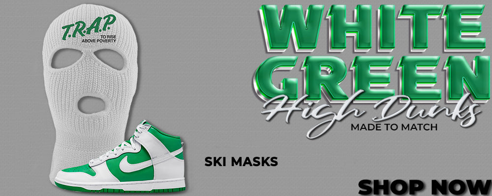 White Green High Dunks Ski Masks to match Sneakers | Winter Masks to match White Green High Dunks Shoes