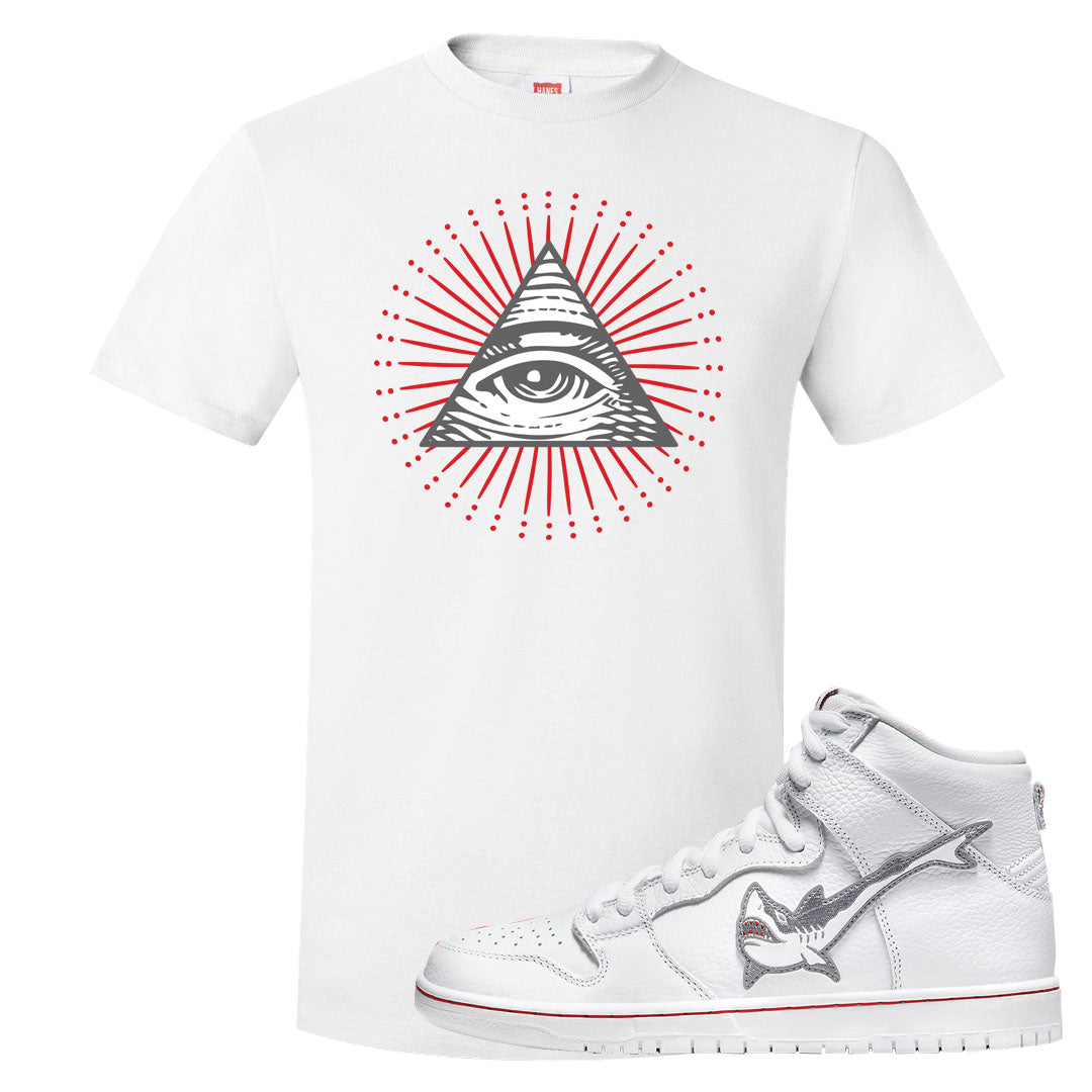 Shark High Dunks T Shirt | All Seeing Eye, White