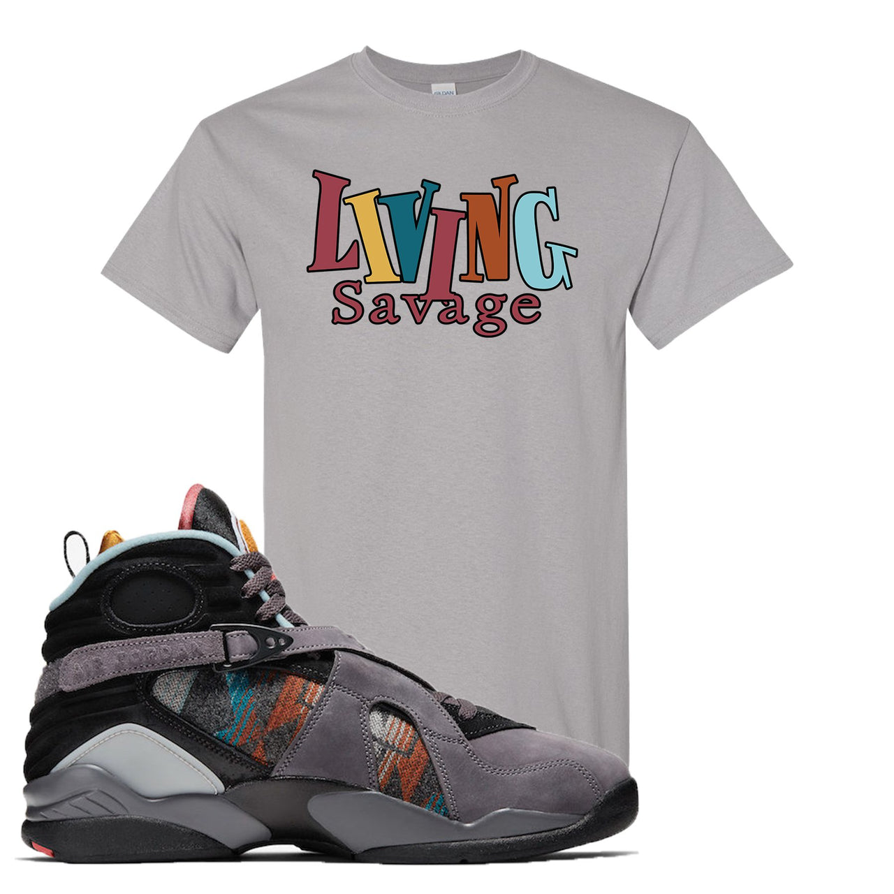 Jordan 8 N7 Pendleton In Living Color Gravel Sneaker Hook Up T-Shirt