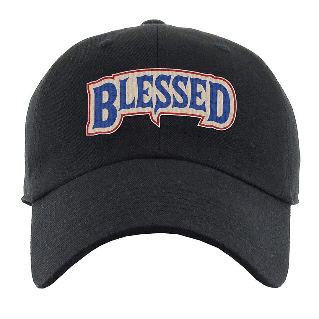 University Blue Summit White Low 1s Dad Hat | Blessed Arch, Black