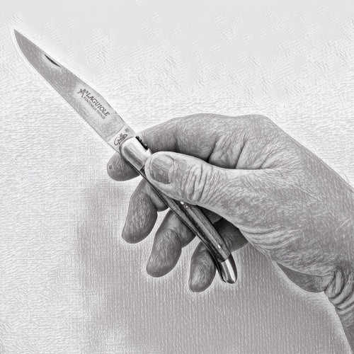 hand holding a Classic Laguiole Knife 11 cm for size perspective