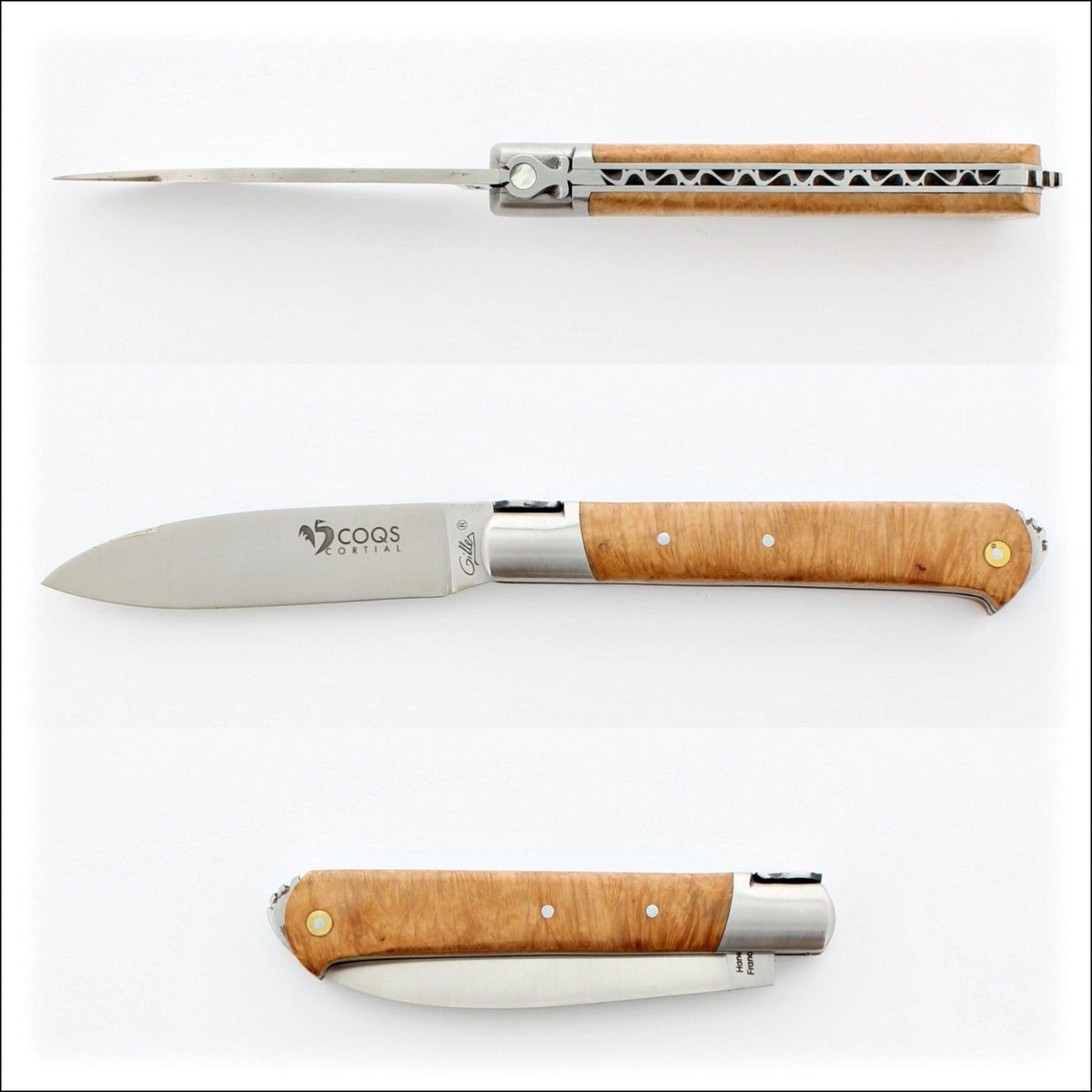 5 Coqs Pocket Knife - Briarwood &amp; Mother of Pearl Inlay