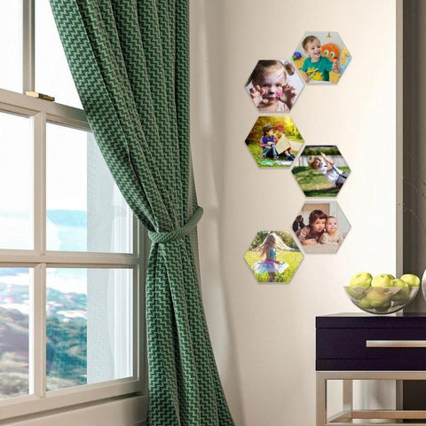 6 hexagon photo tiles