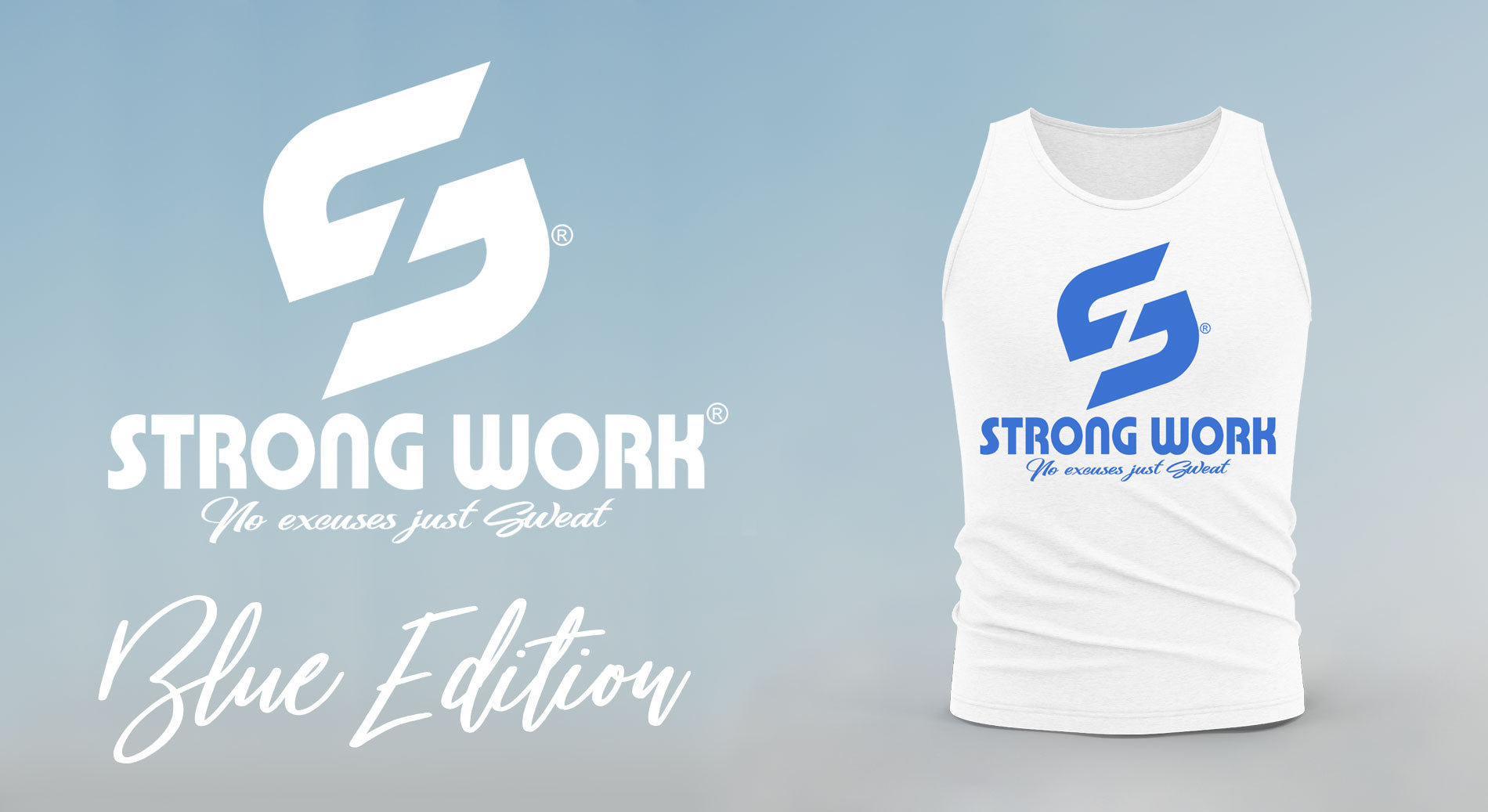 STRONG WORK BLUE EDITION - TANK TOP FOR MEN - STRONG WORK SPORTSWEAR