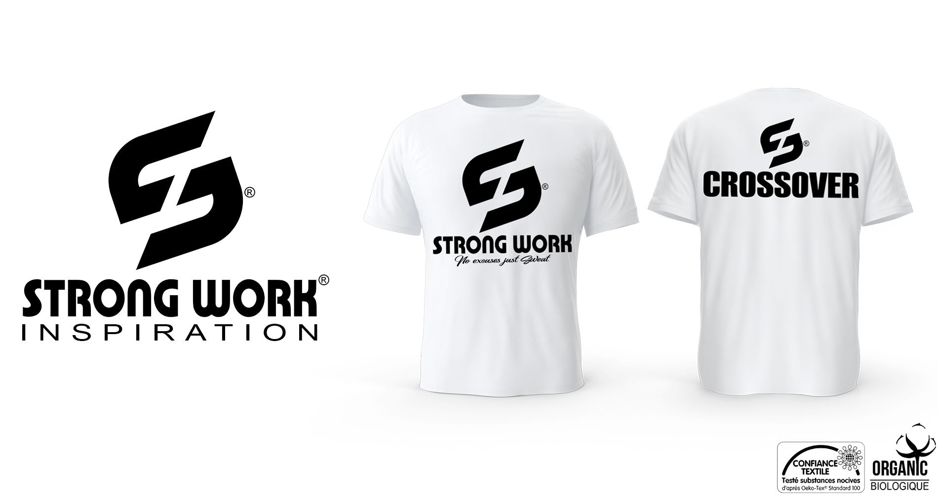 STRONG WORK CROSSOVER T-SHIRT FOR MEN - ORGANIC SPORTSWEAR - ORGANIC COTTON