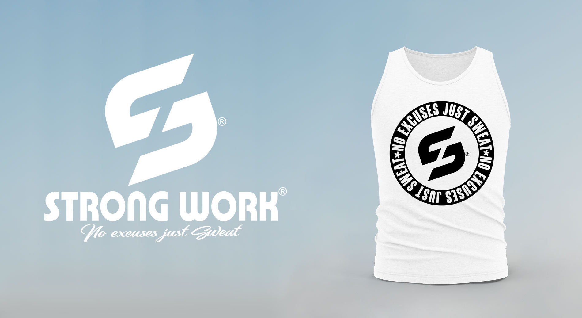 STRONG WORK NO EXCUSES JUST SWEAT BLACK EDITION FOR MEN - SUSTAINABLE TANK TOP