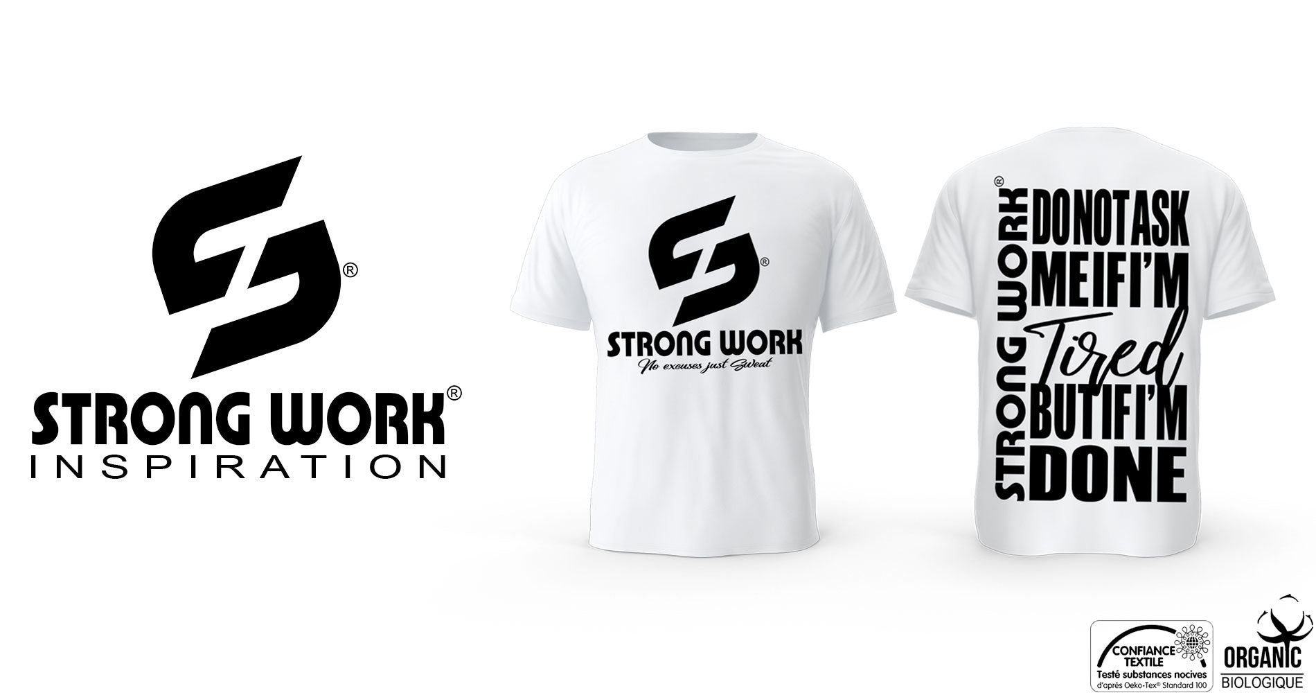 STRONG WORK DO NOT ASK ME IF I'M TIRED BUT IF I'M DONE T-SHIRT FOR MEN - ORGANIC SPORTSWEAR - ORGANIC COTTON