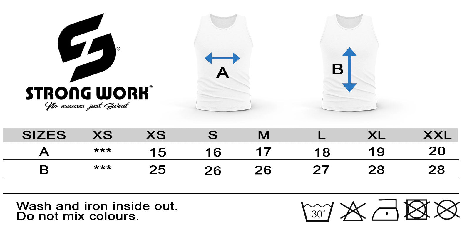 SIZE GUIDE - STRONG WORK INTENSITY TANK TOP FOR WOMEN