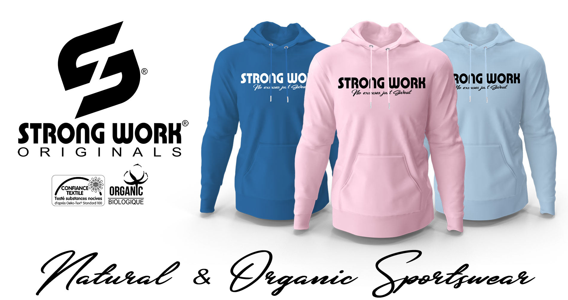 STRONG WORK INTENSITY - ORGANIC CLOTHING - HOODED SWEATSHIRT FOR WOMEN - ORGANIC SPORTSWEAR