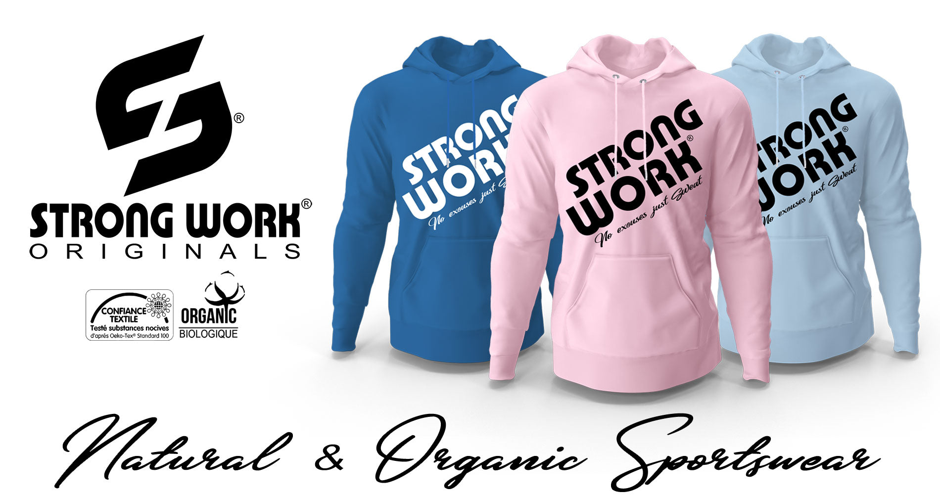 STRONG WORK PRODIGY - ORGANIC SPORTSWEAR - HOODED SWEATSHIRT - ORGANIC CLOTHING