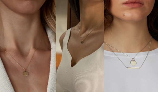 selection of personalised necklace on models