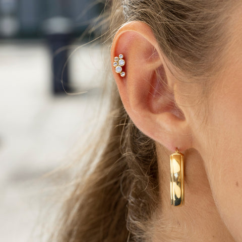 9ct Gold Hoop Earrings on model
