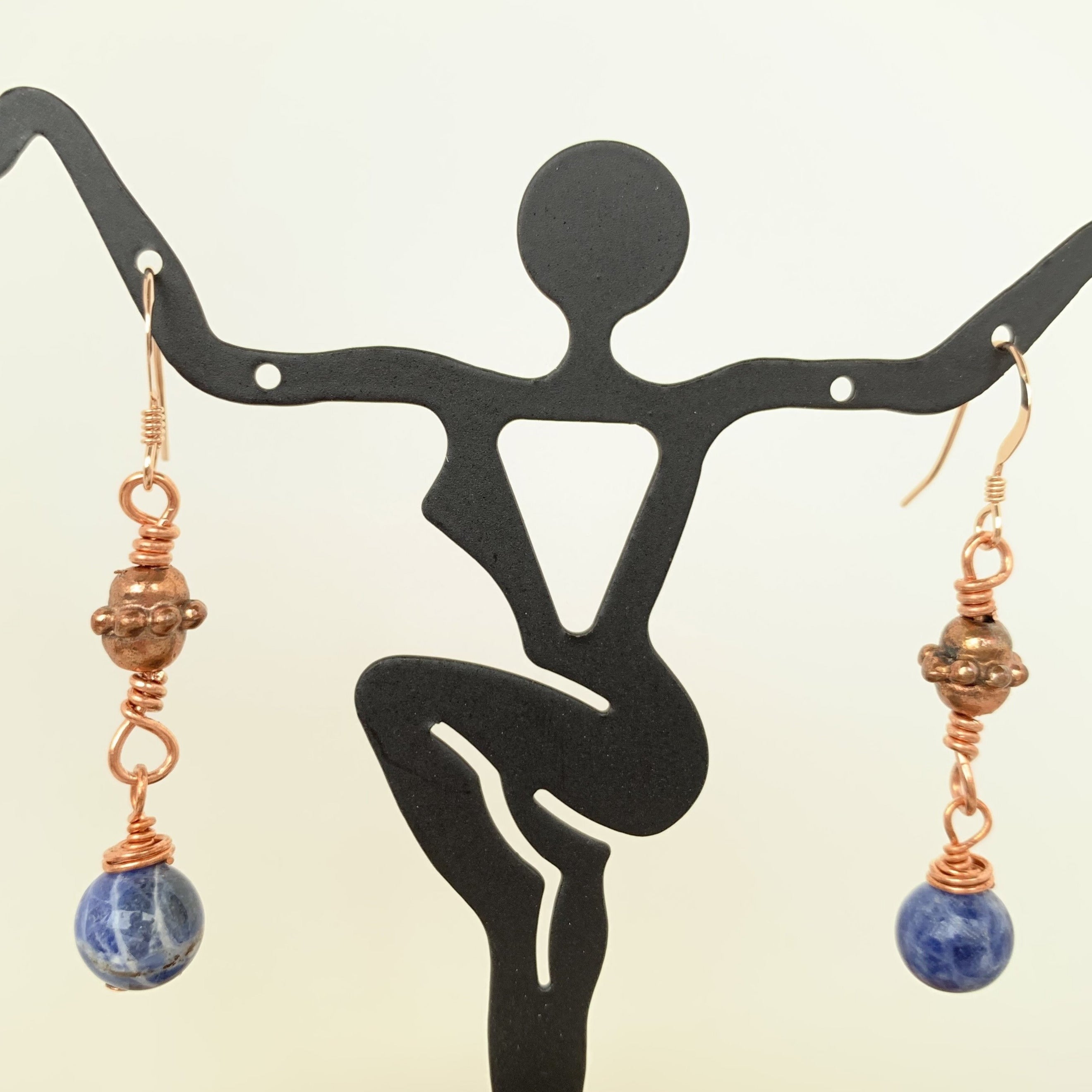  Brazilian Sodalite dangle copper earrings 