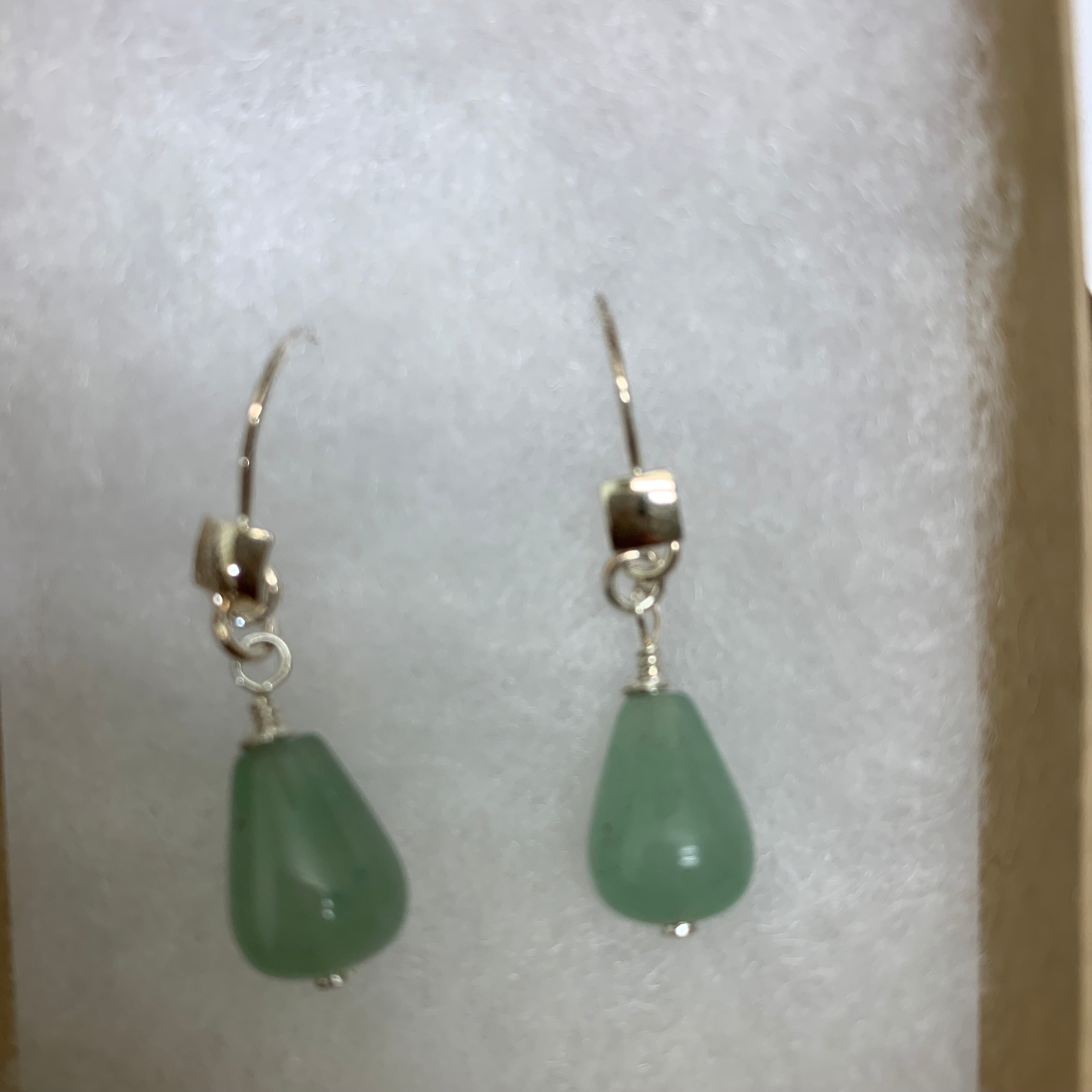  Teardrop green aventurine dangle earrings 