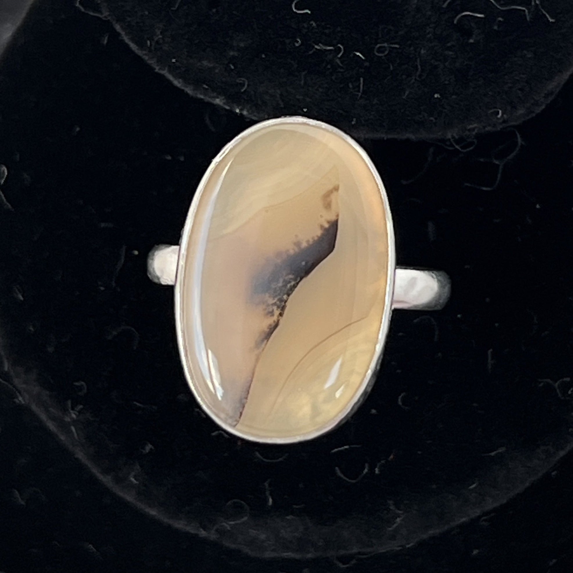 Oval montana agate sterling silver ring size 7.25