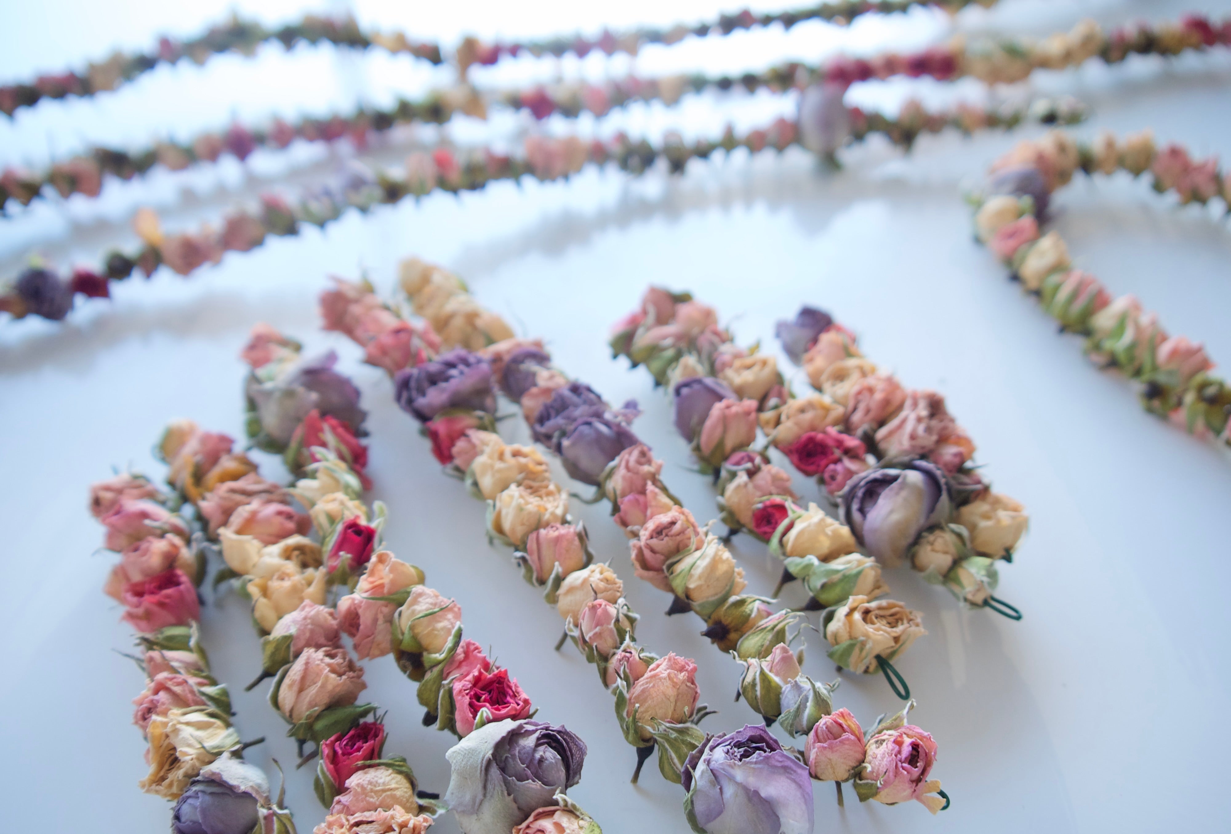 Rose rope skeleton. DIY. Garland made by Fieldwork Flowers in Vancouver, Washington.