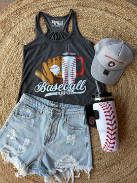 Baseball Mom Essentials | Grey Graphic Tank