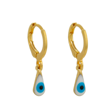 Teadrop Evil Eye Huggie Earrings | Evil Eye