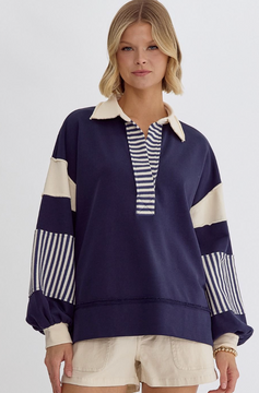 Navy Striped Rugby Sweater