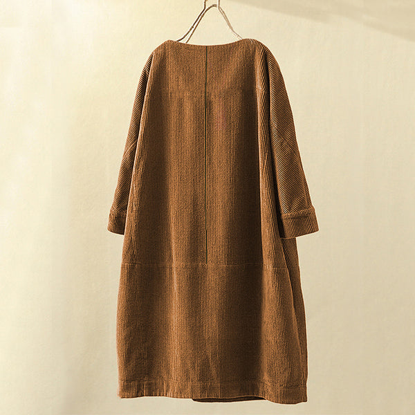 Women Casual Corduroy Fall Dresses-Fall Dresses-Free Shipping at meselling99