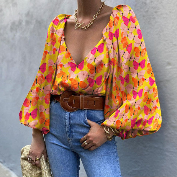 Summer Butterfly Long Sleeves Blouses--Free Shipping at meselling99