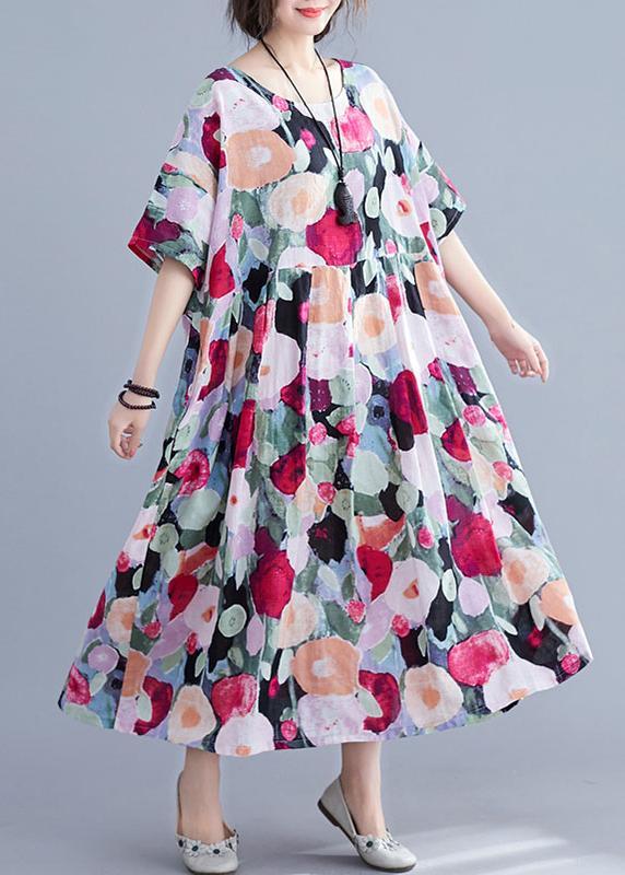 Cozy Floral Long dress half sleeve Cinched Maxi Summer Dresses ...