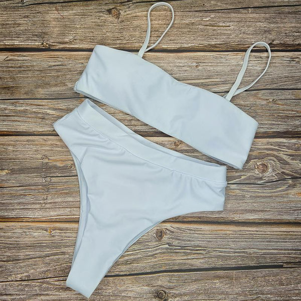 Beach Plain High Rise Triangle Bikinis Sets For Summer Beach Vacation ...
