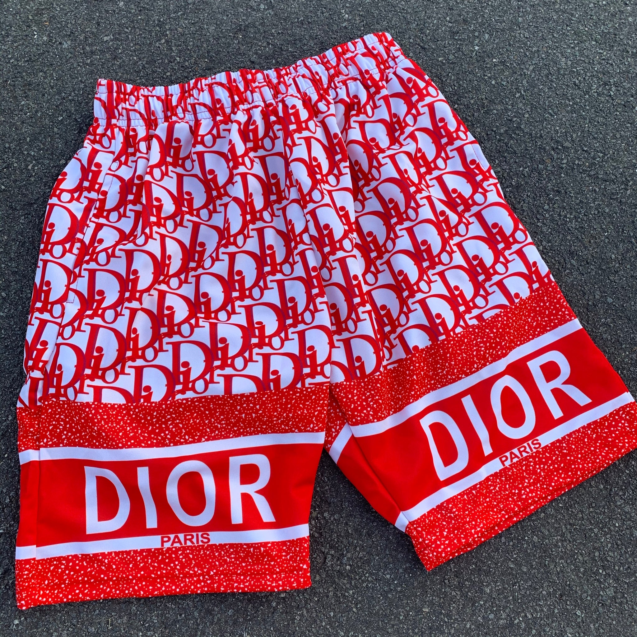 dior shorts red