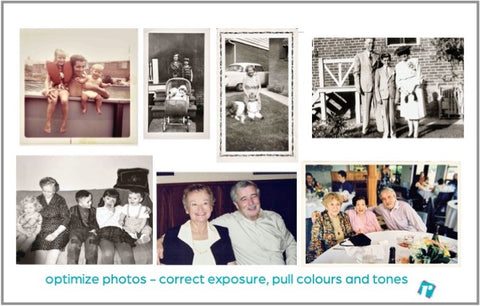 A selection of family photos optimized by experts for correct exposure, vivid colors, and balanced tones.