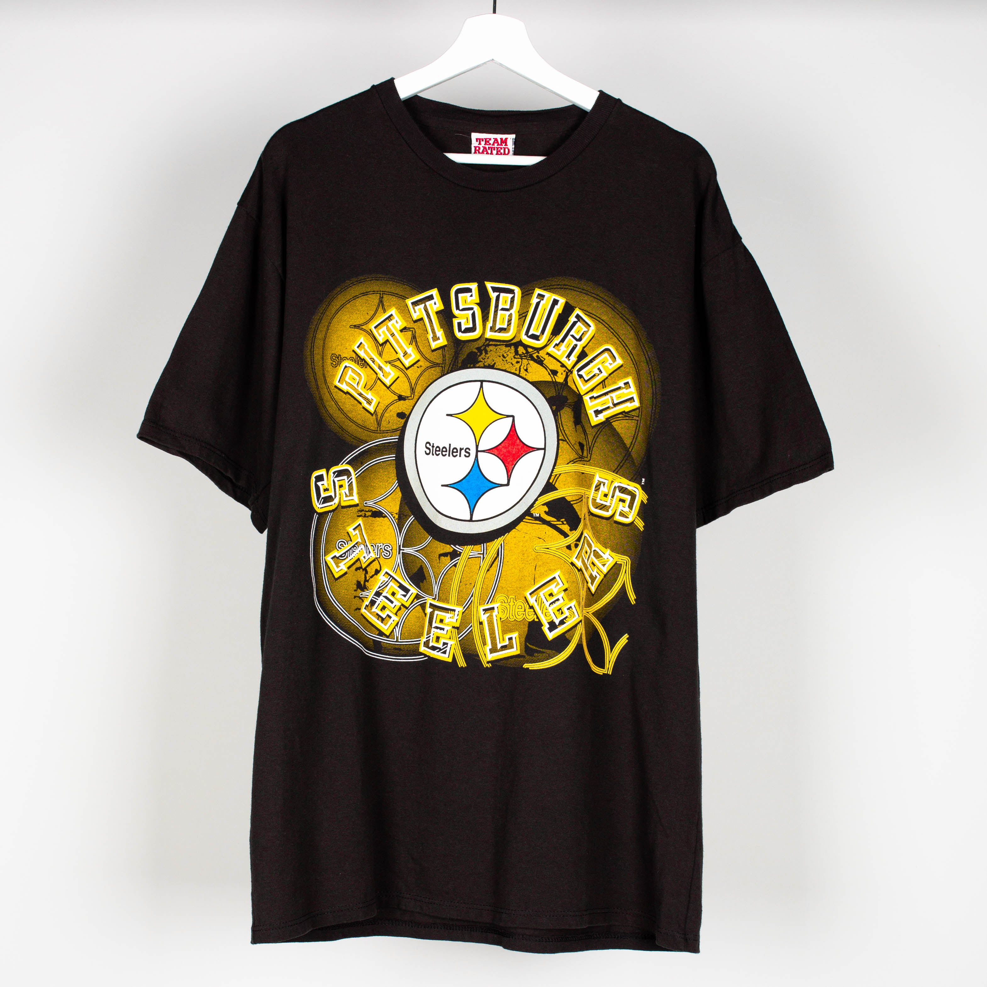 Sports / College Vintage NFL Pittsburgh Steelers All Over Print Tee Shirt 1994 Size Large Made in USA