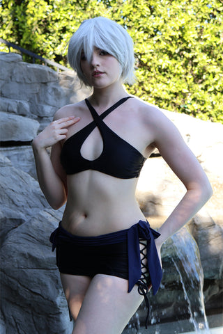 KH Dark Aqua Cosplay Swim Suit Standing Pose