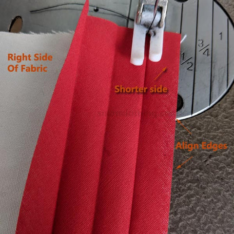 Align bias tape edge to raw edge of fabric