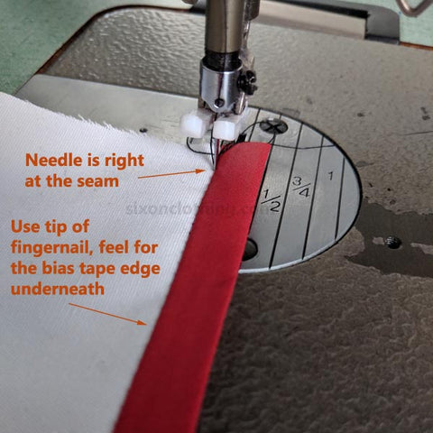 Stitch in the ditch by sewing right into the seam