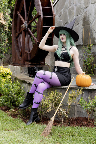 Darkstalkers Morrigan Casual Cosplay Purple Bat Stockings