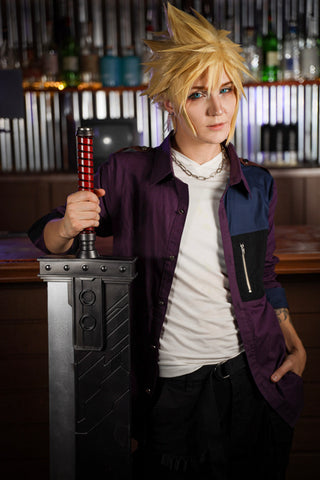 FF7 Remake Cloud Strife Cosplay Costume Mens Dress Shirt