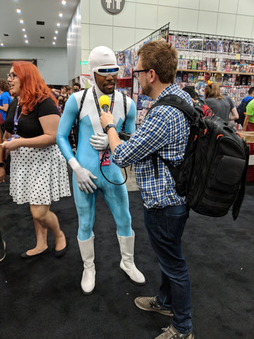 Frozone Cosplayer Being Interviewed