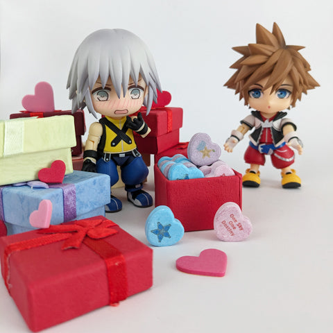 Kingdom Hearts Riku with overflow of Valentine Hearts