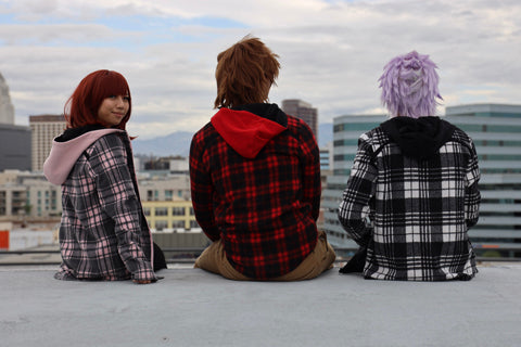 KH3 Kairi Sora Riku Cosplay Jackets Sitting Down Back View