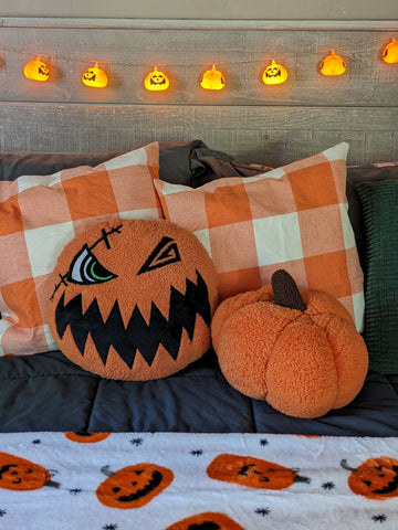 Kingdom Hearts Sora Pumpkin Mask Pillow On Bed