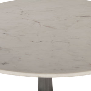48” Round White Marble Dining Table